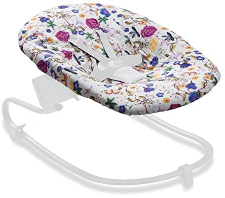 hauck Schonbezug für Babywippen und Newborn Aufsätze Alpha Bouncer Premium, Alpha Bouncer Deluxe, Alpha Bouncer 2in1, Atmungsaktive Musselin Baumwolle, 85 cm x 74 cm x 0,25 cm (Beige Floral)