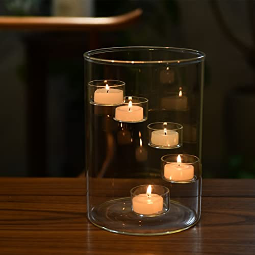 LANLONG Hurricane Bougeoirs en verre transparent pour bougies chauffe-plat 21 cm de haut pour mariage, centre de table, fête, décoration de salon, n°2