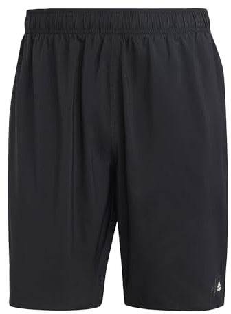 adidas Uomo Solid CLX Classic-Length Swim Shorts, Black/Lucid Lemon, S