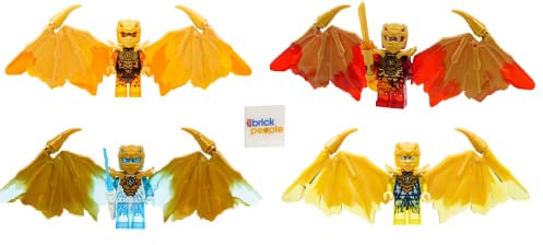 LEGO Ninjago Crystalized Golden Dragon Combo Set: Cole Jay Zane und Kai Minifiguren mit Waffen