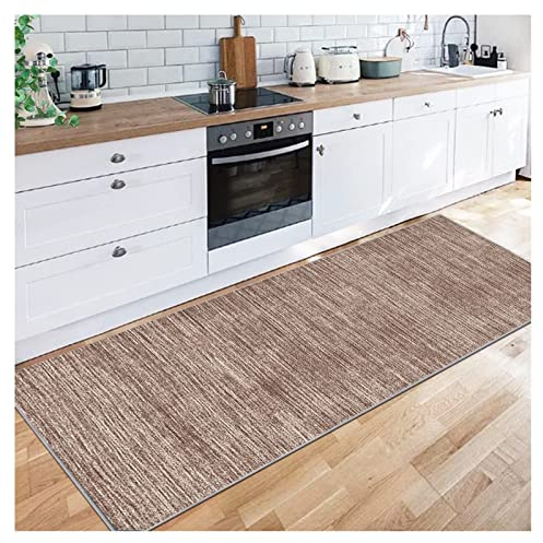 Siunwdiy Teppichläufer rutschfest Abstrakt Muster Braun Meterware Waschbar Teppich Läufer Flur Schlafzimmer Korridor Küchenlaufer Lang, Anpassbare Größe, 40-120cm Breit,40X140CM