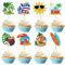 SYKYCTCY 40 Pack Summer Beach Cupcake Toppers Sun Umbrella Coconut Bus House Cupcake Picks Slippers Kayak Cake Decorations for Baby Shower Hawaii Beach Birthday Party Supplies