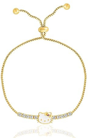 Hello Kitty 925 YG PLT CZ LARIAT Armband, Sterlingsilber, kein Edelstein, Sterling-Silber, Ohne Edelstein