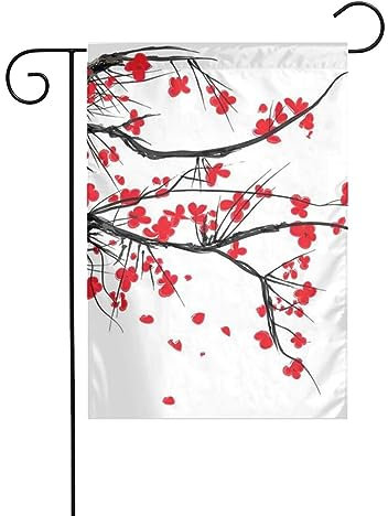 Drapeau japonais imprimé cerisier intérieur et extérieur Décoration de cour 30,5 x 45,7 cm