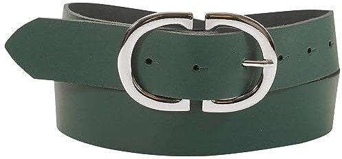 fashionchimp Basic Damengürtel aus 100% echtem Leder, Ledergürtel mit eleganter Doppelschließe, Breite ca. 3,3cm, Made In Germany (Petrol-Montana, 125/BW110)