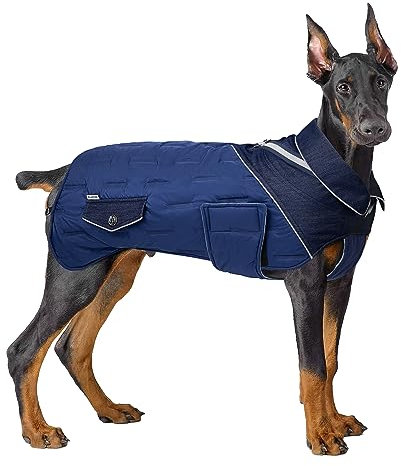 Hundemantel mit Geschirr, Hundejacke für mittel und große Hunde, Warme Hundekleidung Winter Warme Mäntel mit Geschirr und Reflektorstreifen (2XL)