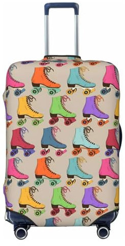 Kururi Retro Colorful Roller Skates Stampa Valigie Copertura Bagagli Da Viaggio Protezione Copertura Trolley Adatto Per Viaggi Viaggi di Lavoro, Nero , 85