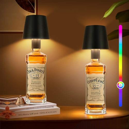SUNLIGTGO Aufladbar LED Tischleuchte Dimmbare Flaschenlampe mit 5500 mAh Akku, IP54 Kabellose Touch Tischlampe für Innen Außen, Tragbare Tischlampe für Restaurant