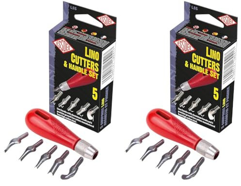 ESSDEE Five Lino Cutters and Handle Set (Lino Cutter Styles 1 to 5) (Pack of 2)