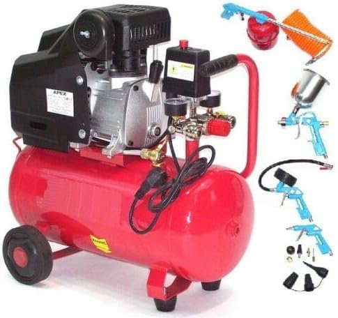 40298 Druckluft Kompressor 1100W + 40290 Druckluftset, Kessel 24L Druckluftkompressor AWZ