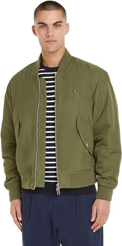 Tommy Hilfiger Herren Bomberjacke Authentic Bomber mit Reißverschluss, Grün (Utility Olive), M