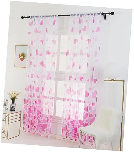 HOOTNEE 1pezzi Velo Decorativa Con Stampa Cuori Colorati Tulle Semitrasparente Per Interni Per Soggiorno e Camera Da Letto Elegante e Romantica