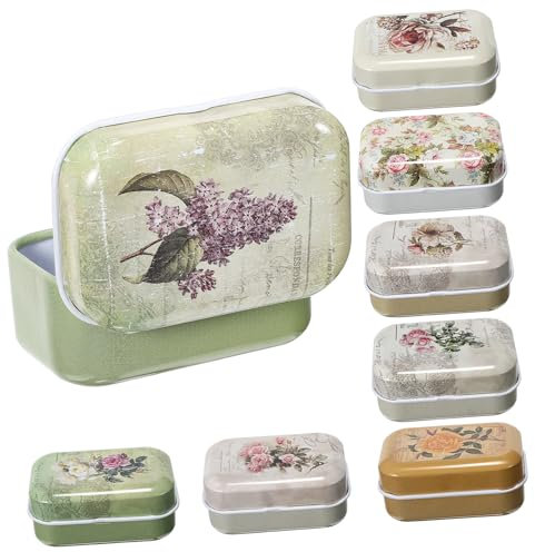 Holibanna 8pezzi Scatoline Vintage in Latta Con Coperchio Scatole Piccole Decorative in Rettangolari Per Gioielli e Oggetti Contenitori Resistenti Per Artigianato e Ricordi