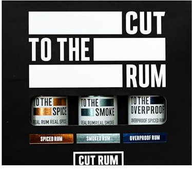 CUT RUM Miniature Trio Gift Set | 1 x 5cl Spiced Rum, 1 x 5cl Smoked Rum & 1 x 5cl Overproof Rum | Rum Gift Set |