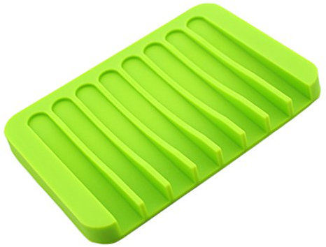 Porte-savon en silicone antidérapant pour salle de bain Vert
