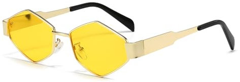 YAMEIZE Trendy Metall Rahmen Hexagon Sonnenbrille - für Damen Herren 90er Jahre Vintage Classic Brille Metall UV400 Schutz Fahren Outdoor