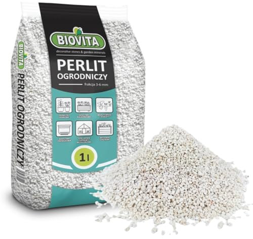 Perlita BIOVITA 1L - Perlita para plantas para mejorar el sustrato del suelo, 3-6 mm, mejora del suelo, sustrato de retención de humedad, ideal para jardín y plantas de interior