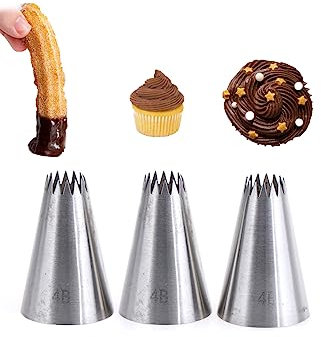 Lot de 3 douilles 4B en forme d'étoile française pour glaçage de coquillages, bordures, vagues, churros et décoration de gâteaux