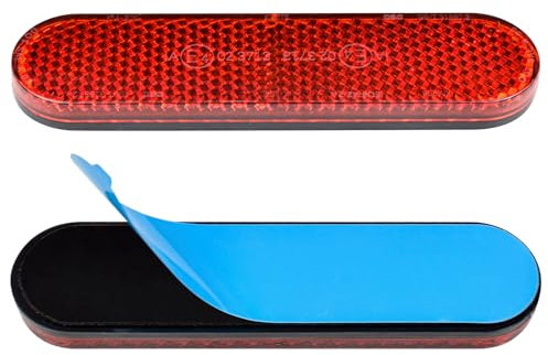 Cretassion 2 Stück Rot Motorrad Fahrrad Reflektor E4-Geprüft, Rechteckiger Reflektor Rückstrahler Katzenauge hinten Selbstklebend Rückstrahler