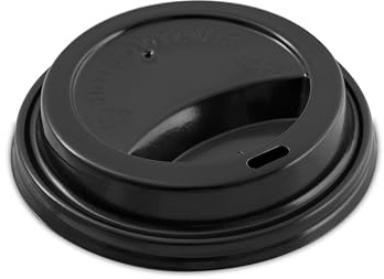 100-Pack Ripple Coffee Cup Lids - Snap Lids Fits 8oz / 240ml Paper Cups - Secure Fit, Spill-Proof Take-out Lids (BLACK)