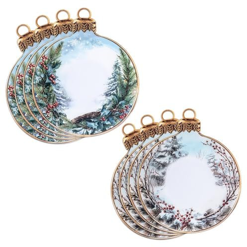 Ideen mit Herz Motiv- Windradfolien-Scheiben | 8 Stück | beidseitig Bedruckt | 2 weihnachtliche Motive | zum Dekorieren oder als Fensterschmuck (Weihnachtskugeln 1, 19 cm x 23 cm)