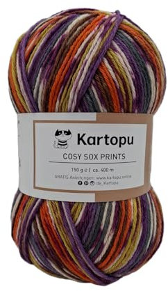Sockenwolle 6fach -Kartopu Strumpfwolle 150gr Knaul – 6fädiges Strumpfgarn in grosser Farbauswahl - 375m-Lauflänge – Ökotexzertifiziert Made in Europe - Farbe (7004)
