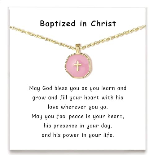 Drogomen Baptism Gifts for Teen Gals Dainty Cute Small Cross Necklace (BP)