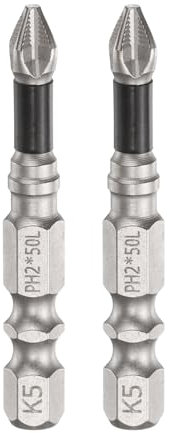QUARKZMAN 2 Pcs de Punta de Destornillador Phillips Ph2 con Estrías 1/4 Hexagonal 2 (50Mm) de Longitud Impacto Magnético Antideslizante Cruz Destornillador Industrial Brocass para Taladro