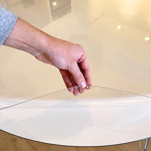Trente Tischfolie Rund 115 cm Ø – 2mm Dick – Transparente Tischschutzfolie mit Abgeschrägten Kanten – Abwaschbare Schutzfolie – Runde Tischdecke Flexibel & Strapazierfähig