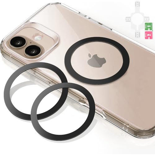 Mugust 3 Stück Metallring Aufkleber, für MagSafe Ring Magnet Kompatibel mit MagSafe Wireless Charger/Autohalterung für iPhone/Samsung/Android Phone Cases Metallringe (ohne Magnet) (Schwarz*3)