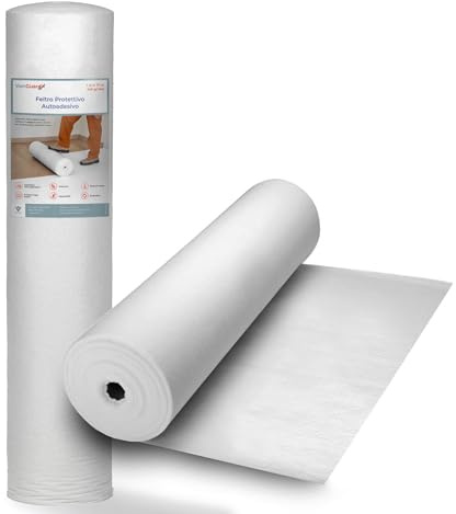 VanGuardX Protection de sol en feutre auto-adhésif | Couverture temporaire pour rénovation et peinture | Antidérapant et imperméable pour parquet, carrelage, grès | 1 x 50 m (160 gr)