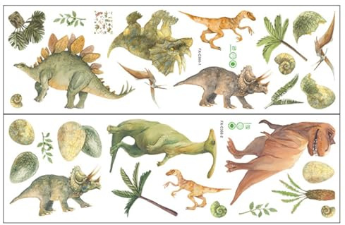 TOYANDONA Dinosaurier Wandaufkleber aus Pvc mit Kokosnussbaum und Dino Eiern Selbstklebend Einfach zu Kleben und Rückstandsfrei für Kinderzimmer und Babyzimmer