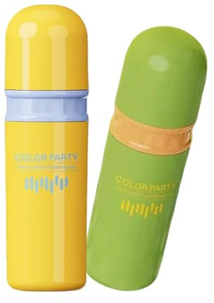 Lashua 2 Stück Zahnbürsten Etui Kinder, Wasserdichtes, Gelb und Grün | Zahnputzbecher kinder für Zuhause, Reisen, Camping, 20 x 6 cm