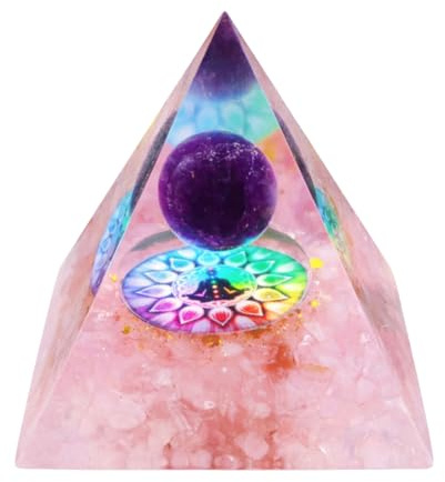 LEPGUYO Piramide Energetica Quarzo Rosa Albero della Vita, Pietre Naturali Vere Cristalloterapia, Regalo Esoterico San Valentino Salute & Fortun