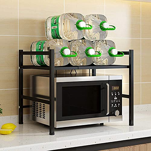 Mikrowellen-Aufbewahrungsregal, verstellbarer Mikrowellenständer, Toaster-Ofen-Regal, erweiterbar (16,3 Zoll bis 23,6 Zoll), Gewürz-Organizer-Regal für die Aufbewahrung in der Küche, 2-stöckig, mit 3