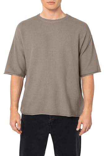 Sublevel Herren Strick T-Shirt Oversize Waffelstrick Kurzarm Shirt in 3 Farben