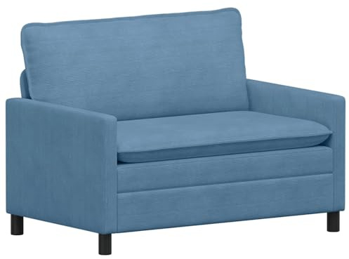 QJBSAVVA Sofa Blau 126 x 81 x 87,5 cm - Moderner 2-Sitzer Couch mit Cord-Stoff-Bezug und Metallrahmen - Kompaktes Polstersofa für Wohnzimmer und Büro - Rippenstoff-Finish