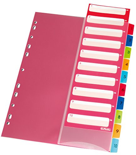 Herlitz 10913929 Register 1-10, 21 x 29,7 cm, PP, farbig mit IndexBlatt und Eurolochung