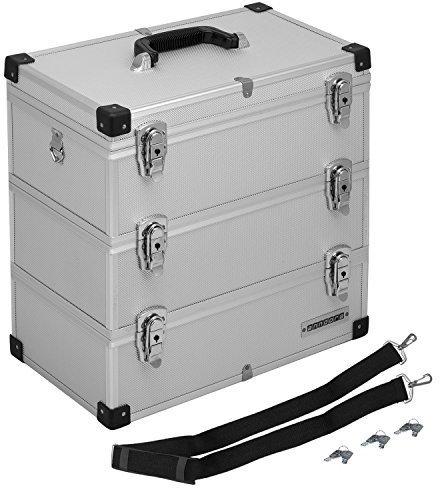 anndora® Werkzeugkoffer 32 Liter Angelkoffer Etagenkoffer 3 Ebenen Silber Alu