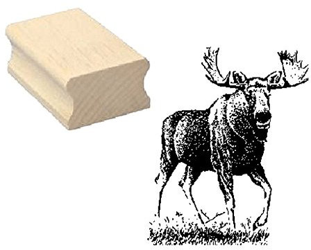 Stempel Holzstempel Motivstempel « ELCH auf der STEPPE » Scrapbooking - Embossing Kinderstempel Tierstempel Schweden Hirsch Jäger Jagd