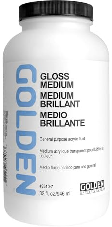 GOLDEN Gloss Medium, 946 ml Jar, Professional Acrylic Medium, Transparent