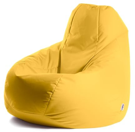 Avalon - Pouf Poltrona Sacco Gigante XXL Jive, Puffo per Sedersi Ergonomico, Pouf a Sacco in Tessuto Antistrappo e Impermeabile, Poltrona a Sacco Moderna, Made in Italy(95x95x135cm-Giallo Limone)