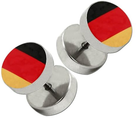 1 Paar Fakplugs Piercingschmuck Ohrstecker Fanartikel Deutschland Fussball WM EM Ohrschmuck