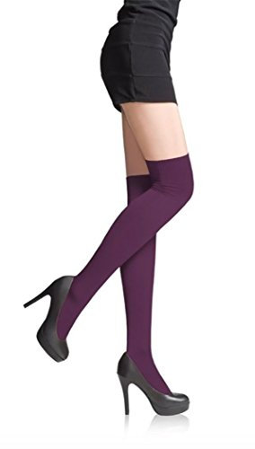 Sentelegri, calze sopra il ginocchio da donna, 22 colori, Viola, Taglia unica