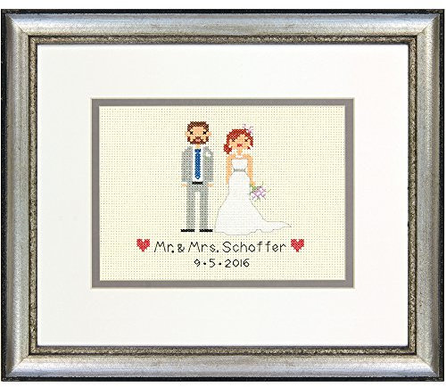 Dimensions de Point de Mini : Mariage Couple de mariés d'enregistrement, Aida, Ivoire, 11.6 x 8.5 x 0.7 cm