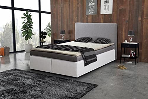 Kuechen-preisbombe Boxspringbett Hotelbett 140x200 Bonellfederkern Bett Topper Paxos 3 Grau Weiß
