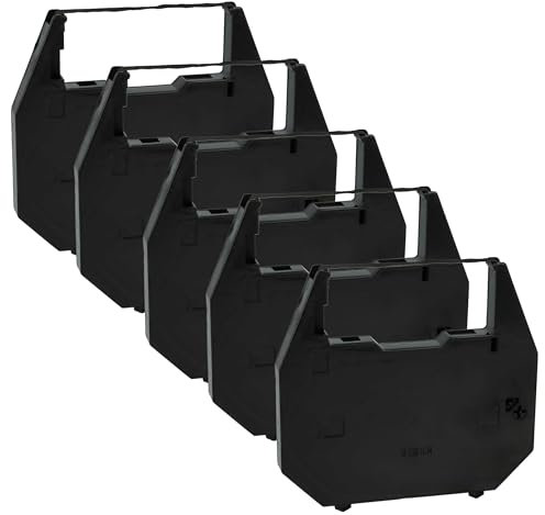 vhbw 5x Farbband Schriftband kompatibel mit Dymo SM 4601, SM 4600, SM 5200 MD, 80, 270, 200 Nadeldrucker, Bondrucker - Schwarz