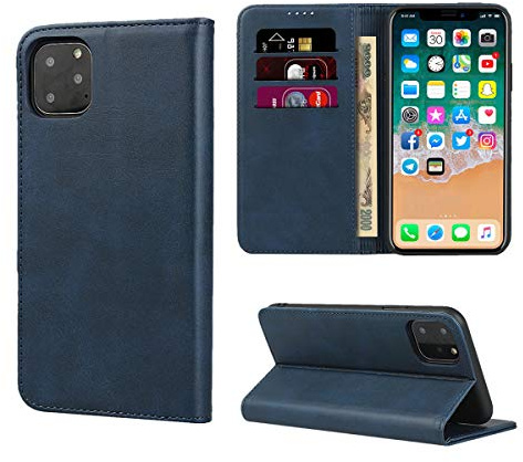 Copmob iPhone 11 Pro Case, Premium Flip Wallet Case with Magnetic Closure, 4 Card Slots, Stand Function, Blue