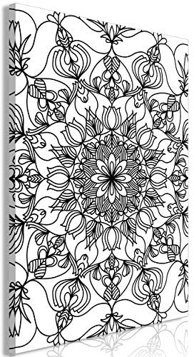 decomonkey Bilder Mandala 40x60 cm 1 Teilig Leinwandbilder Bild auf Leinwand Vlies Wandbild Kunstdruck Wanddeko Wand Wohnzimmer Wanddekoration Deko Abstrakt schwarz- weiß