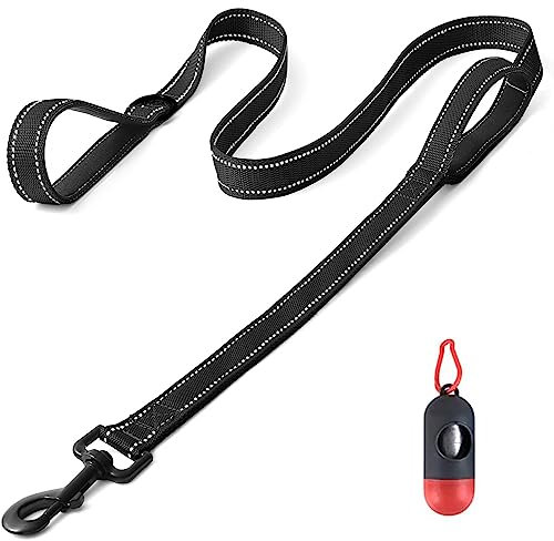 Belababy Dog Training Leads with Soft Padded Handles, 1.5M Basic Dog Leashes with Trash Bag Storage Box, Reflective Heavy Duty Nylon Dog Leads for Small Medium Large Dogs